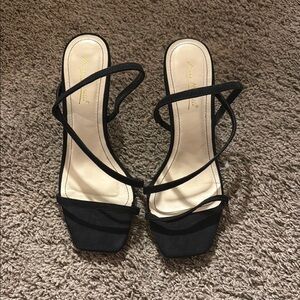 Anne Michelle Black Strappy Heels